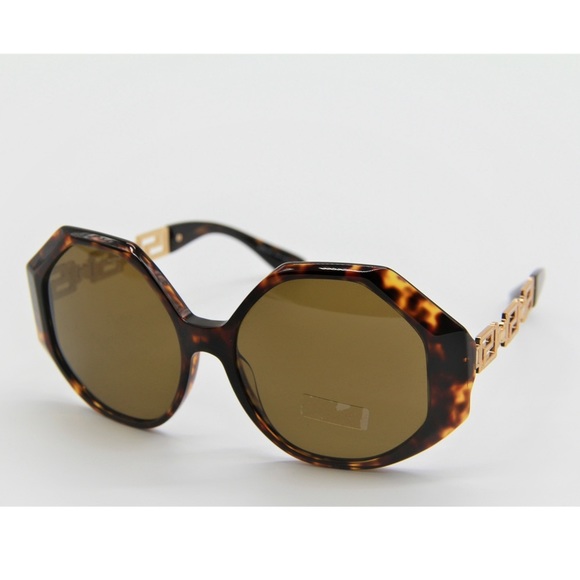 NEW VERSACE VE4395 108/73 WOMEN’S OVERSIZED SUNGLASSES MOD 4395 HAVANA BROWN - Picture 3 of 10